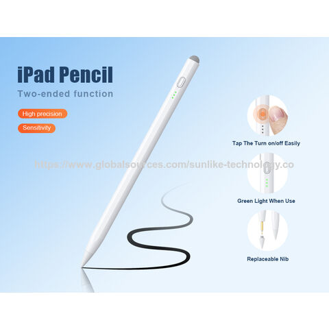 Caneta para iPad com certificação MFi, alta precisão e baixa latência, ideal para uso em estudos.