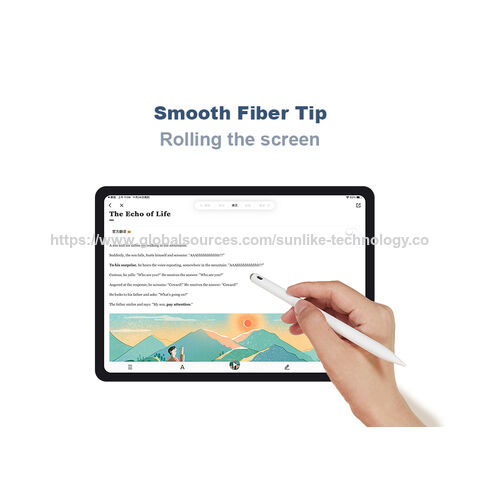 Caneta para iPad com certificação MFi, alta precisão e baixa latência, ideal para uso em estudos.
