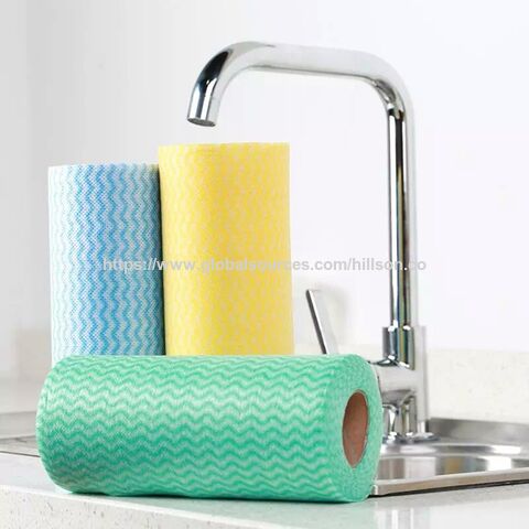 Rollo de toallas de papel de cocina no tejidas reutilizables 2024, trapo perezoso, paño de limpieza de doble uso seco y húmedo
