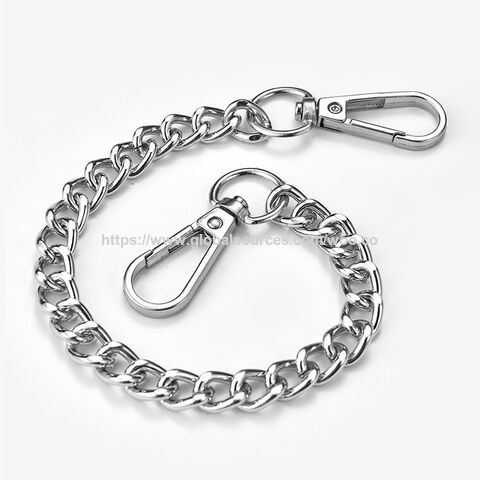 Popular cadena de cintura para decoración de prendas de vestir, color plateado, cadena larga de metal para pantalones y vaqueros