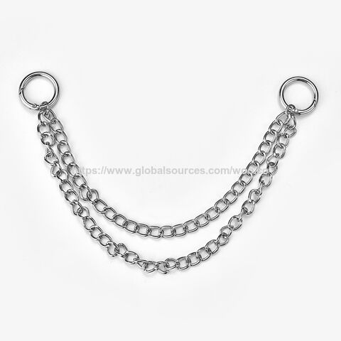 Popular cadena de cintura para decoración de prendas de vestir, color plateado, cadena larga de metal para pantalones y vaqueros