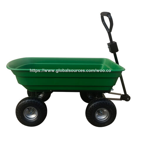 Carrinho de mão de campismo de aço com 4 rodas e pneus de borracha, capacidade de carga de 300 kg, carro de jardim