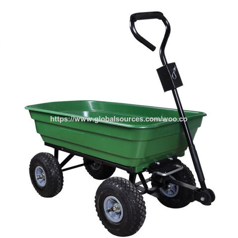 Carrinho de mão de campismo de aço com 4 rodas e pneus de borracha, capacidade de carga de 300 kg, carro de jardim