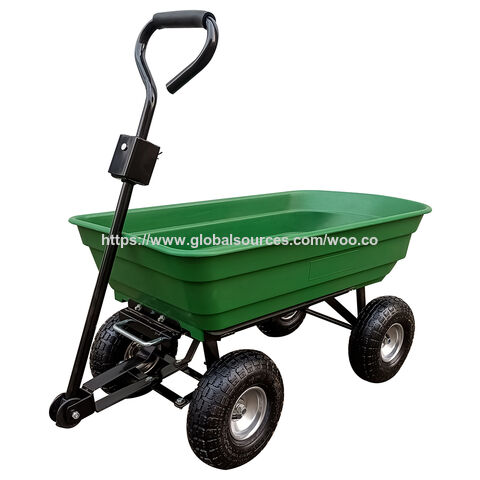 Carrinho de mão de campismo de aço com 4 rodas e pneus de borracha, capacidade de carga de 300 kg, carro de jardim