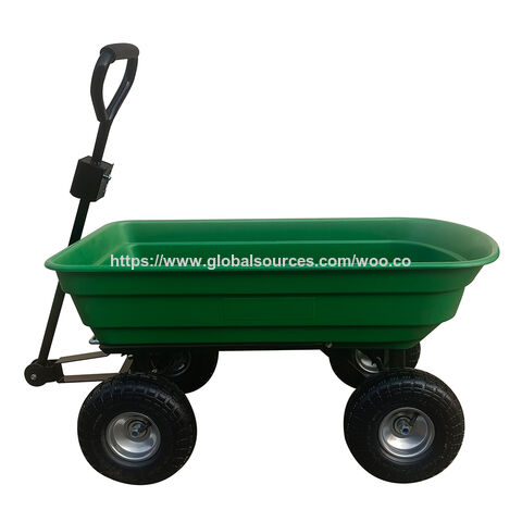 Carrinho de mão de campismo de aço com 4 rodas e pneus de borracha, capacidade de carga de 300 kg, carro de jardim