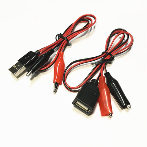 USB Stecker auf Buchse zu Rot Schwarz Plus oder Minus Krokodilklemme Vollkupfer Stromversorgung Niederspannung DC 5V Testkabel