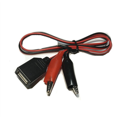 USB Stecker auf Buchse zu Rot Schwarz Plus oder Minus Krokodilklemme Vollkupfer Stromversorgung Niederspannung DC 5V Testkabel
