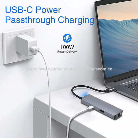 Aluminium Typ C HUB - Typ C Hub zu PD 100W 6 IN 1 USB C Hub mit HDMI für 4K 30Hz, 10Gbps USB3.1. Speicherleitungsfunktion