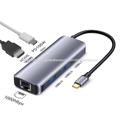 Aluminium Typ C HUB - Typ C Hub zu PD 100W 6 IN 1 USB C Hub mit HDMI für 4K 30Hz, 10Gbps USB3.1. Speicherleitungsfunktion