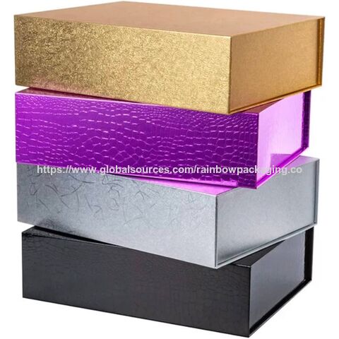 Faltbare Weihnachtsgeschenkbox mit individuellem Heißprägeverfahren, hochwertige, glänzend silberne Papierbox