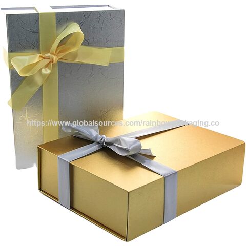 Faltbare Weihnachtsgeschenkbox mit individuellem Heißprägeverfahren, hochwertige, glänzend silberne Papierbox