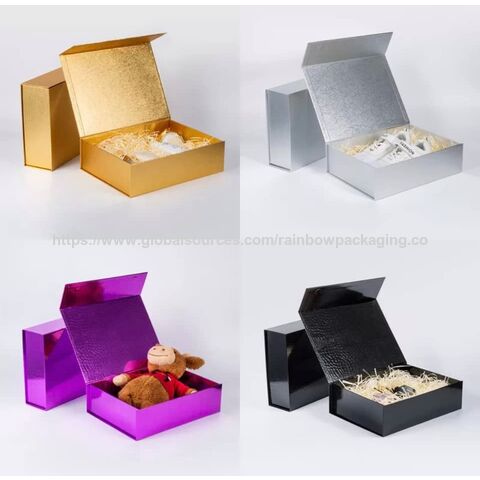 Faltbare Weihnachtsgeschenkbox mit individuellem Heißprägeverfahren, hochwertige, glänzend silberne Papierbox