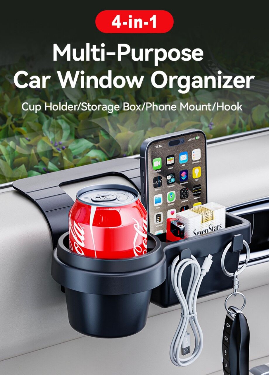 Wholesale 4-in-1 Car Window Organizer With Cup Holder, Phone Slot, Hook ...