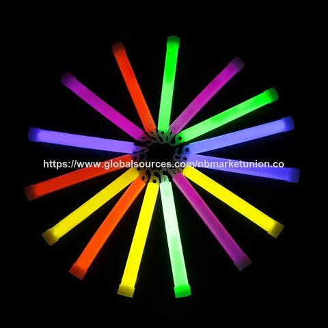 50 Pack 6" Luminous Glow Stick With Plastic Hook Light Up In Dark Family Play Fun Party Favor