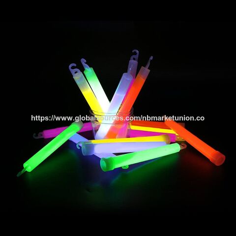 50 Pack 6" Luminous Glow Stick With Plastic Hook Light Up In Dark Family Play Fun Party Favor