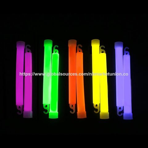 50 Pack 6" Luminous Glow Stick With Plastic Hook Light Up In Dark Family Play Fun Party Favor