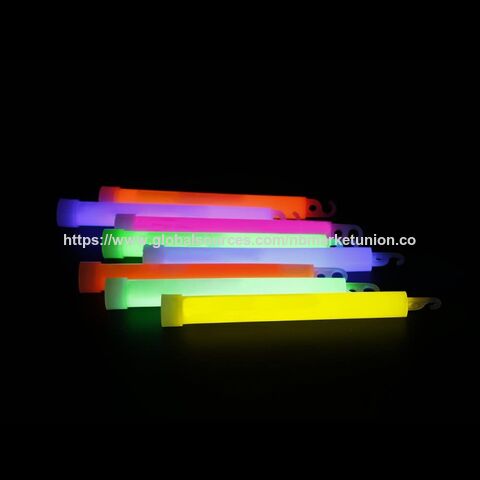 50 Pack 6" Luminous Glow Stick With Plastic Hook Light Up In Dark Family Play Fun Party Favor