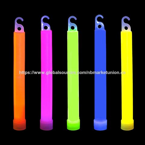 50 Pack 6" Luminous Glow Stick With Plastic Hook Light Up In Dark Family Play Fun Party Favor
