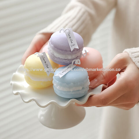Vela Aromática Artesanal con Forma de Macaron, Cera de Soja, Regalo para Fiestas y Cumpleaños