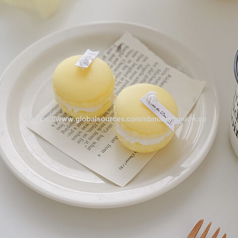 Vela Aromática Artesanal con Forma de Macaron, Cera de Soja, Regalo para Fiestas y Cumpleaños