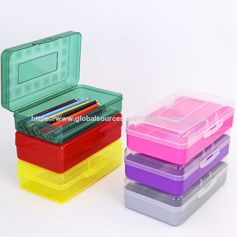 Pacote com 1 Caixa de Lápis de Plástico, Caixas Transparentes de Grande Capacidade com Tampa de Encaixe, Design Empilhável e Materiais de Escritório Elegantes no Atacado