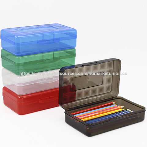 Pacote com 1 Caixa de Lápis de Plástico, Caixas Transparentes de Grande Capacidade com Tampa de Encaixe, Design Empilhável e Materiais de Escritório Elegantes no Atacado
