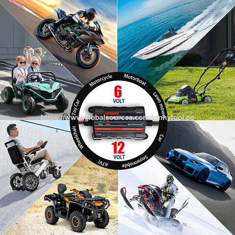 Chargeur d'entretien de batterie 0.75A 6V/12V pour voiture et moto - Empêche la batterie de se décharger, Protection contre la surcharge, Chargeur de batterie