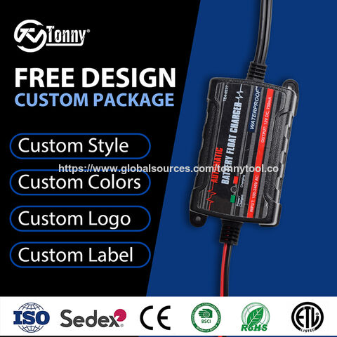 Chargeur d'entretien de batterie 0.75A 6V/12V pour voiture et moto - Empêche la batterie de se décharger, Protection contre la surcharge, Chargeur de batterie