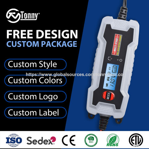 Chargeur de Batterie Intelligent 0.8A/3.8A 6V 12V pour Voiture Électrique et Moto, Mainteneur de Charge LCD 4A, Charge Lente et Flottante, Chargeur Intelligent