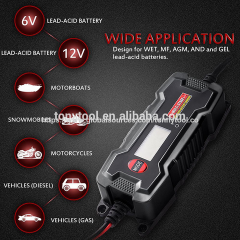 Chargeur de Batterie Intelligent 0.8A/3.8A 6V 12V pour Voiture Électrique et Moto, Mainteneur de Charge LCD 4A, Charge Lente et Flottante, Chargeur Intelligent