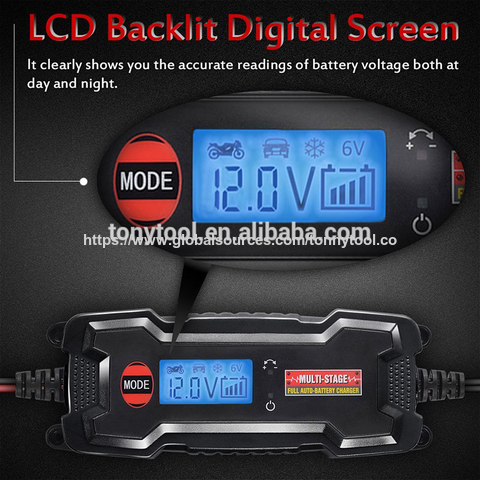 Chargeur de Batterie Intelligent 0.8A/3.8A 6V 12V pour Voiture Électrique et Moto, Mainteneur de Charge LCD 4A, Charge Lente et Flottante, Chargeur Intelligent