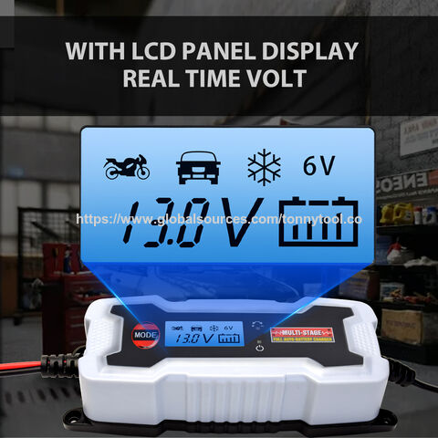Chargeur de Batterie Intelligent 0.8A/3.8A 6V 12V pour Voiture Électrique et Moto, Mainteneur de Charge LCD 4A, Charge Lente et Flottante, Chargeur Intelligent
