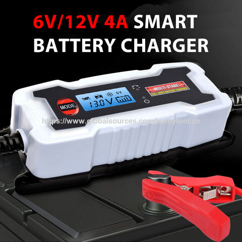 Chargeur de Batterie Intelligent 0.8A/3.8A 6V 12V pour Voiture Électrique et Moto, Mainteneur de Charge LCD 4A, Charge Lente et Flottante, Chargeur Intelligent