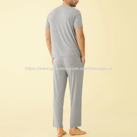 Promoção de Verão: Conjunto de Pijama Masculino de Bambu Fino e Confortável - Aproveite!