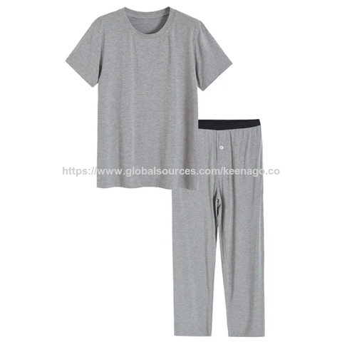 Promoção de Verão: Conjunto de Pijama Masculino de Bambu Fino e Confortável - Aproveite!