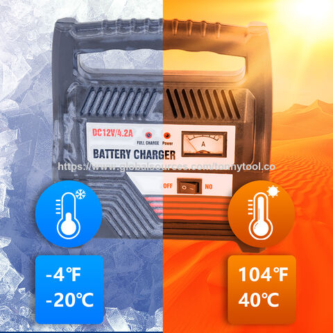 Chargeur Mainteneur de Batterie Intelligent 12V/4.2A Automatique pour Voiture Moto Plomb Acide AGM - Charge d'Entretien & Sécurité CE RoHS
