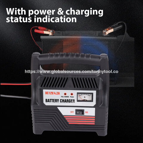 Chargeur Mainteneur de Batterie Intelligent 12V/4.2A Automatique pour Voiture Moto Plomb Acide AGM - Charge d'Entretien & Sécurité CE RoHS