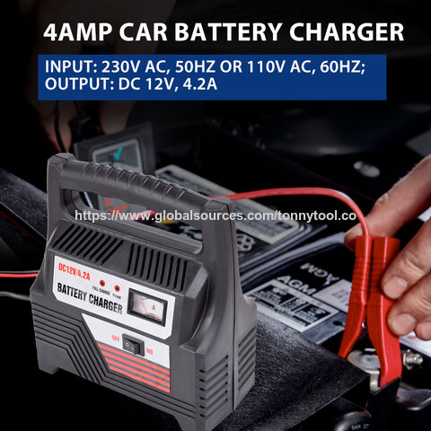 Chargeur Mainteneur de Batterie Intelligent 12V/4.2A Automatique pour Voiture Moto Plomb Acide AGM - Charge d'Entretien & Sécurité CE RoHS