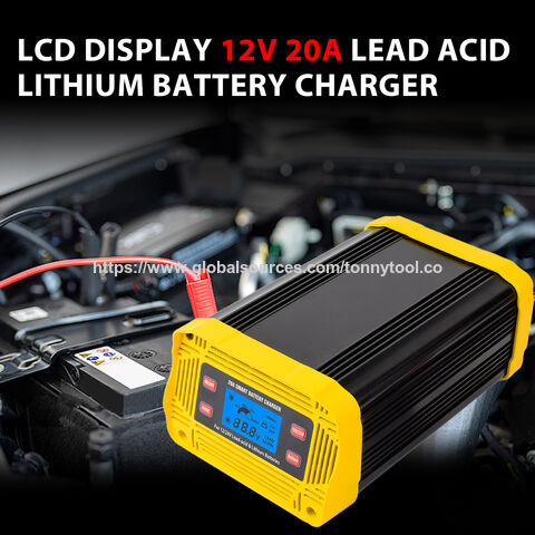 Chargeur de Batterie Intelligent Auto 12V 24V 10A 20A avec Protection Contre Surcharge/Court-Circuit pour Batteries Plomb-Acide et Lithium Automobiles et Motos