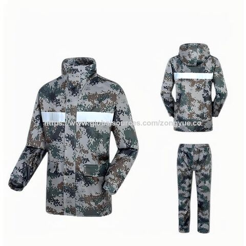 Großhandel Camouflage Regenanzug Reflektierendes Regenjacke und Hose Set Wasserdichter reflektierender Radfahranzug