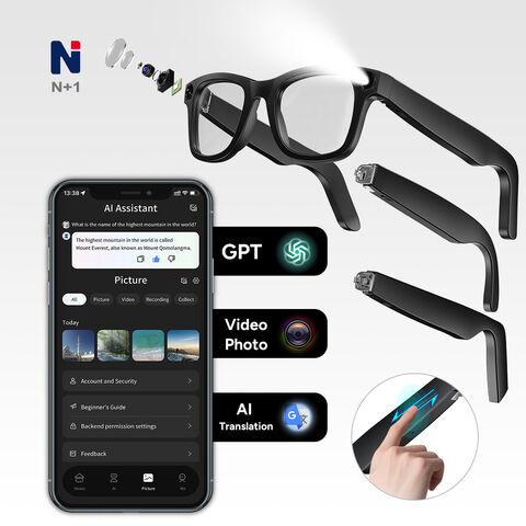 تصميم جديد بطارية 300 مللي أمبير NTY16 نظارات ذكية بتقنية الذكاء الاصطناعي مساعد صوتي AI تصوير فوتوغرافي رياضي نظارات ذكية ساعة نحيفة