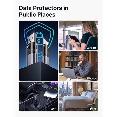 حاجب بيانات USB، نوع A و نوع C شفاف، حاجب بيانات للشحن فقط، يرفض القرصنة، يوفر شحن آمن
