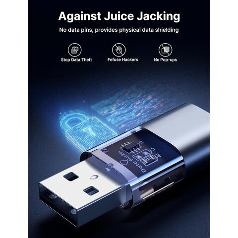 حاجب بيانات USB، نوع A و نوع C شفاف، حاجب بيانات للشحن فقط، يرفض القرصنة، يوفر شحن آمن