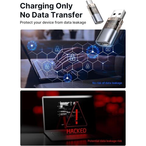 حاجب بيانات USB، نوع A و نوع C شفاف، حاجب بيانات للشحن فقط، يرفض القرصنة، يوفر شحن آمن