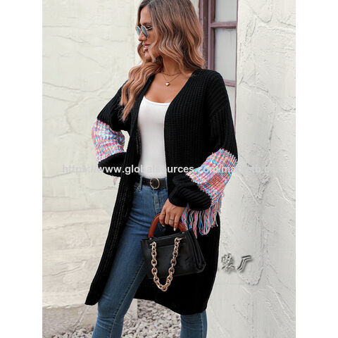 Cardigan Negro Sueter Largo Mujer Compre Cárdigan Largo De Mujer