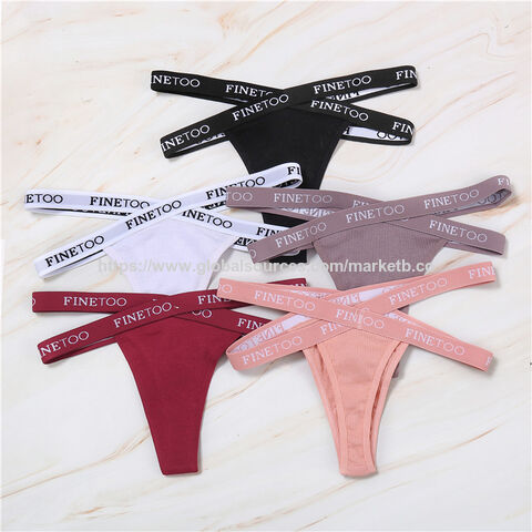 Bragas tipo tanga sexys con logo personalizado para mujer, doble cinturón, lencería para mujer