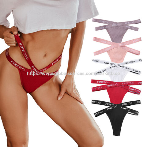 Bragas tipo tanga sexys con logo personalizado para mujer, doble cinturón, lencería para mujer