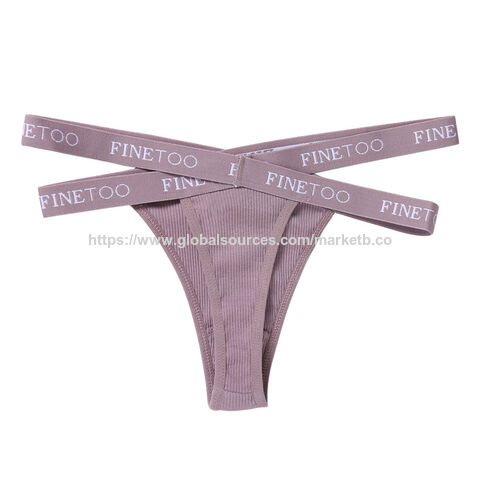 Bragas tipo tanga sexys con logo personalizado para mujer, doble cinturón, lencería para mujer