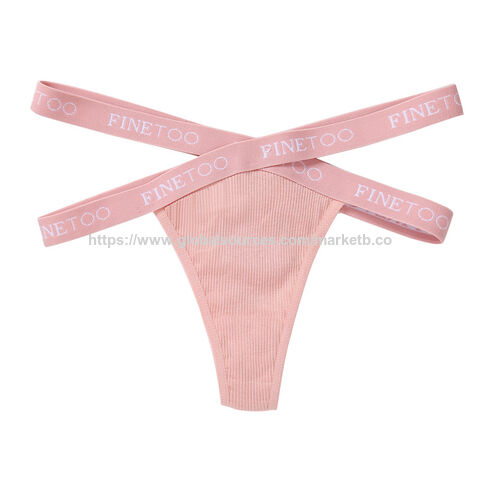 Bragas tipo tanga sexys con logo personalizado para mujer, doble cinturón, lencería para mujer