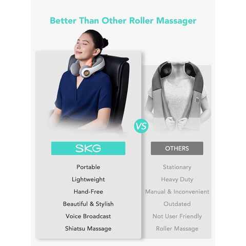 SKG Alat Pijat Leher Shiatsu Tanpa Kabel untuk Meredakan Nyeri, Alat Pijat Leher Portabel Jaringan Dalam dengan Panas yang Menenangkan, Pijat Remas, N5 Pro